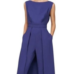Kay Unger Stretch Crepe Boat Neckline Sleeveless Walk Through Jumpsuit